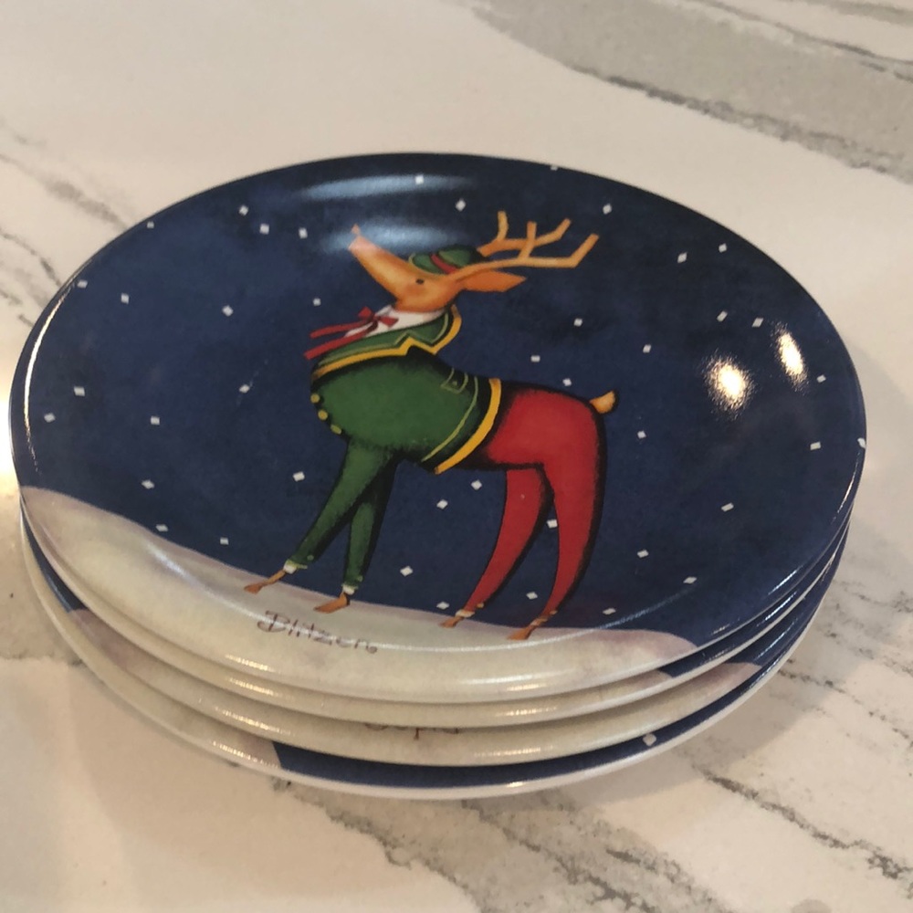 Set of Four Signed Rebecca Rueger Holiday Plates